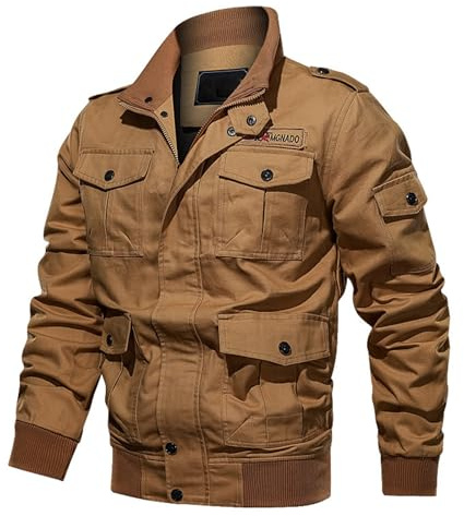 RUMAOZIA Chaqueta de entretiempo para hombre, de camuflaje, resistente al viento, para primavera y otoño, chaqueta de piloto, chaqueta de aviador, chaqueta de aviador, cuello alto, chaqueta de algodón