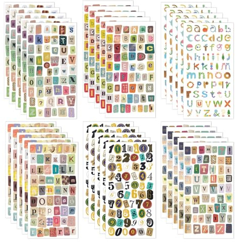 Bubaxuce 1620PCS Pegatinas Vintage, 30 Hojas De Calcomanías para Scrapbooking, Graffiti Bonito Letras Y Números Retro Adhesivos para Manualidades, Accesorios para Diario