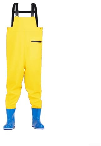 Stivali impermeabili per bambini con stivali, per adolescenti, per pesca, pantaloni da pioggia, scarpe da guado per attività acquatiche (30/31 giallo)