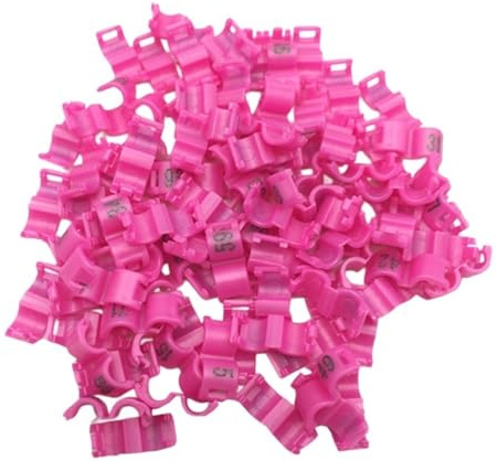 Bird Clip On Leg Foot Rings 20Pcs，for Canary Pigeon Small Parrot Budgie Lovebird,Inner Diameter 2.7mm 3mm 4mm 4.5mm 5mm(Pink,4.5mm)