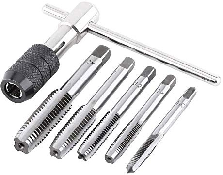 6pcs Jeu de Tarauds Taraudés Métriques Vis Robinet Roulement en Acier avec Clé en T Filetage Taraudage M6-M12