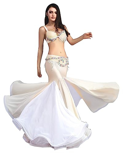 ROYAL SMEELA Danza del Ventre Reggiseno e Gonna Costume da Ballo Nappe di Perle squisite Reggiseno Cintura Gonne in Chiffon Abito da Ballo Professionale Vestiti delle Donne