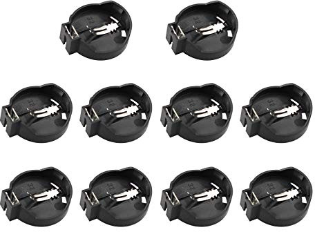 HALJIA 10 st bärbar 3 V CR2032 CR2025 allmän mynt knapp cell batteri adapter klämma uttagshållare behållare låda fodral svart
