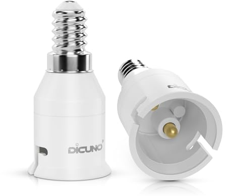DiCUNO E14 vers B22 Adaptateur de douille de 2 pièces Adaptateur de Convertisseur de douille base de lampe de haute qualité pour ampoules LED, incandescence et fluocompactes