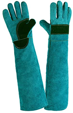 Joyivike Guantes para Animales, Anti-Mordidas Guantes Trabajo, Guantes Protectores Cuero, para Manipular Perros, Gatos, Pájaros, Serpientes, Loros, Lagartos, Reptiles