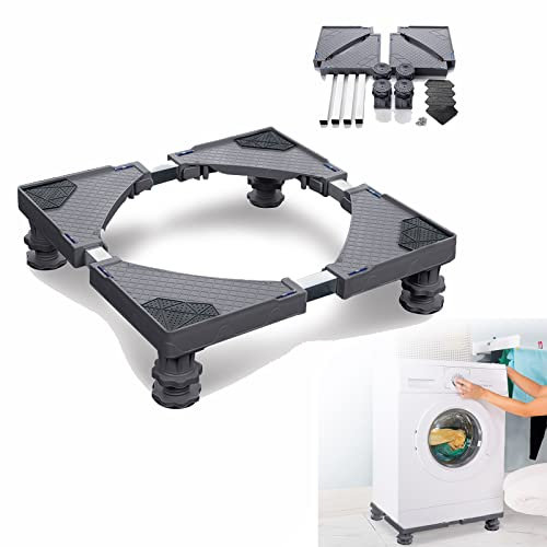 HENGMEI Einstellbare Waschmaschinen-Untergestell Waschmaschine Sockel 4 Fuß für Trockner, Waschmaschine und Kühlschrank(Grau)