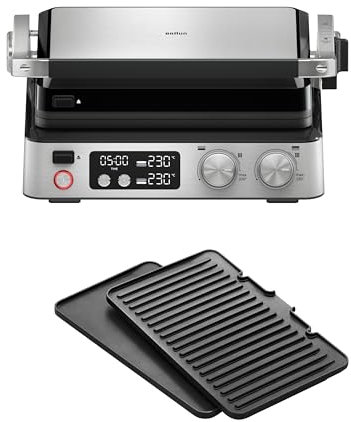 Braun MultiGrill 7 CG7040, 3-in-1 Kontaktgrill, BBQ & Ofen, große Grillfläche (12 Burger), 2000W, 230°, spülmaschinengeeignet (Plancha & Grill), Fettauffangschale, Elektrogrill Indoor