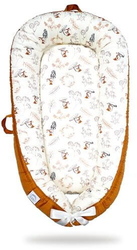 EAQ Baby Lounger Baby Nest for Co Sleeping Baby Bassinet Soft Breathable Perfect for Newborn Gift 100% Cotton Napping or Traveling for 0-12 Months (Squirrel)