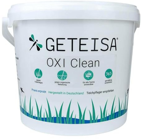 GETEISA OXI Clean 5kg - Effektiver Algen- und Sedimententferner mit Sauerstofftechnologie, Fördert Teichklarheit, Sauerstoffregulierung, Made in Germany