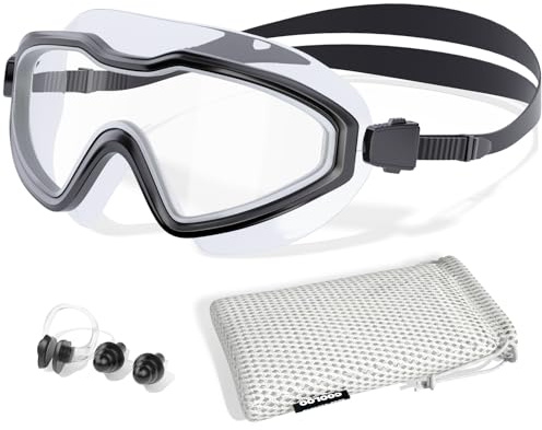 COOLOO Swimming Goggles, Wide View No Leaking Swim Goggles, Anti-fog & Anti-UV Fashion Swim Goggles for Adult Men Women Youth