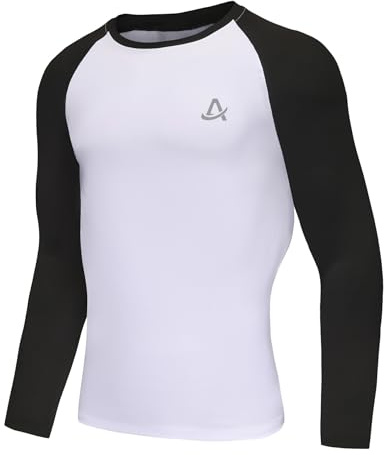 AMZSPORT Maglia a Compressione a Maniche Lunghe per Uomo, Maglie Funzionale Traspirante per Uomo, Maglietta Sportiva Asciugatura Rapida per Corsa, Fitness, Palestra e Jogging
