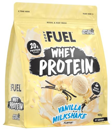 Bodyfuel Whey Protein Powder - 20g Protein for Muscle Recovery & Weight Management - Low-Calorie, Keto-Friendly - (900g - 27 Servings) (Vanilla Milkshake)