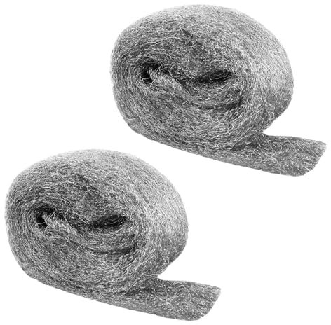 Lana de Acero, 2 Piezas 2# Lana de Acero, Fácil de Cortar, Pulir, Limpiar Persianas de Plástico, para Rellenar Agujeros y Grietas en Paredes, para Habitaciones, Garajes y Jardines