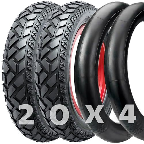 20x4.0 Fat Tire & Tube Set for E-Bikes – 2 Heavy-Duty Tires + 2 Schrader Inner Tubes – Fits Himiway, Rad - Non Folded