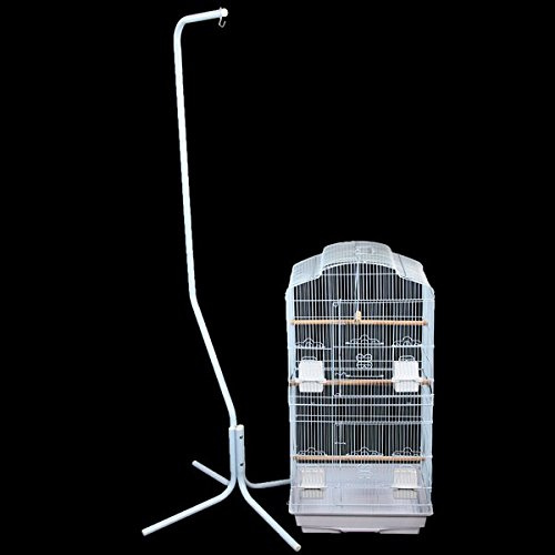 Large Metal Bird Cage with Stand Suitable For Multiple Birds (White)