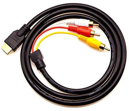 Chenduomi Mkoder HDMI to AV Converter 1080p - HDMI to 3RCA CVBS Adapter with Audio Output, Analog TV Converter Box for DVD/VCR/Projector, Plug & Play Composite Video Adapter (Black)