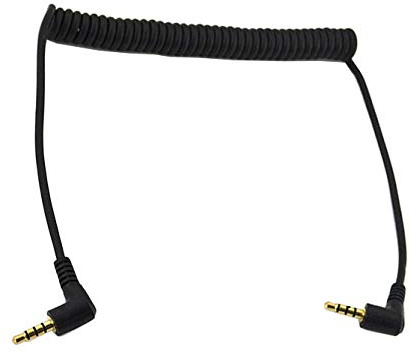 Upprullad stereoljudkabel Haokiang höger vinkel 90 grader 1 till 15 fot 3,5 mm fjäderljud aux-förlängningskabel för hem/bil stereo, telefon, headset och mer (TRRS M/M)