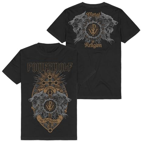 Powerwolf Crest Wolves Männer T-Shirt schwarz M 100% Baumwolle Band-Merch, Bands