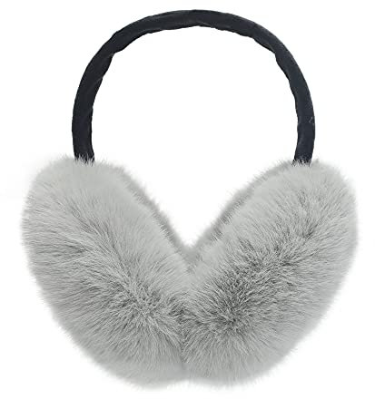 ZLYC Winter Ohrenschützer Ohrenwärmer Outdoor Faux Fur Earmuffs für Damen Kinder(Grau grün),Einheitsgröße