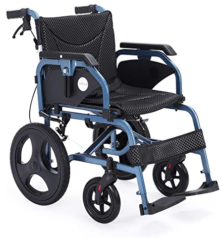 Medwarm Foldable Lightweight Wheelchair with Handbrakes, Wheelchairs for Adults, Weights Only 28.5 lbs, Durable Square Tube and Flip Up & Height Adjust Armrest (15inch Rear Wheel)