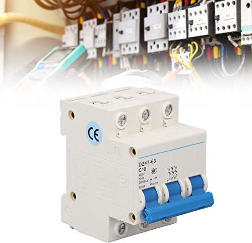 VIFERR Miniatur Leistungsschalter DZ47-63, AC 400V C10 3P 10A Miniatur-Leistungsschutzschalter Sicherheitsschalter DIN-Schienenmontage