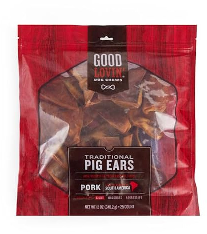 Good Lovin' Traditional Pig Ears Chew for Dogs 12 oz. Count of 25