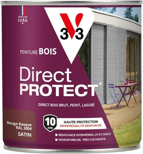 V33 Peinture bois Direct Protect - Rouge basque - 0,5L