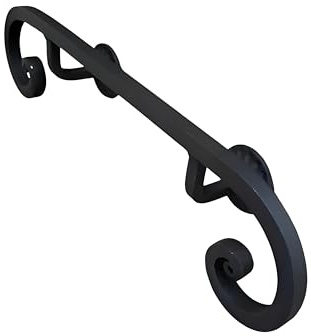 Corrimano in Ferro Battuto Modello Domus, Lunghezza 50-400 cm, Diametro 16 mm, Colore Nero Antracite, corrimano per scale, balconi, scale interne/esterne (Nero Antracite, 50 cm)