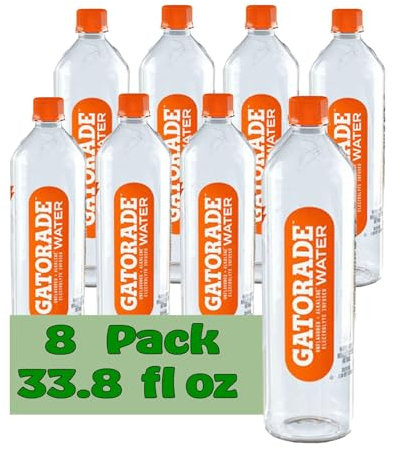 Gatorade Unflavored Electrolyte Infused Alkaline Water 33.8 fl oz Plastic Bottles 8 Pack