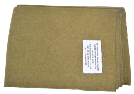 Couverture lestée 75 % laine US Army - Pour extérieur et intérieur - Durable, chaude et douce, idéale pour le camping et la randonnée - 180 x 220 cm - Marron moutarde