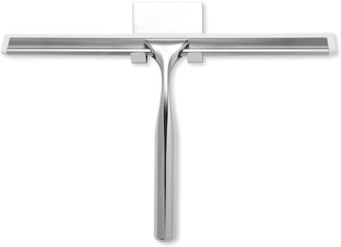 TTSTOIEE Limpiacristales para ducha10.1 inch, rasqueta limpiacristales acero inoxidable - con soporte, accesorios de baño adecuado para espejo/auto limpieza de cristales (plata)