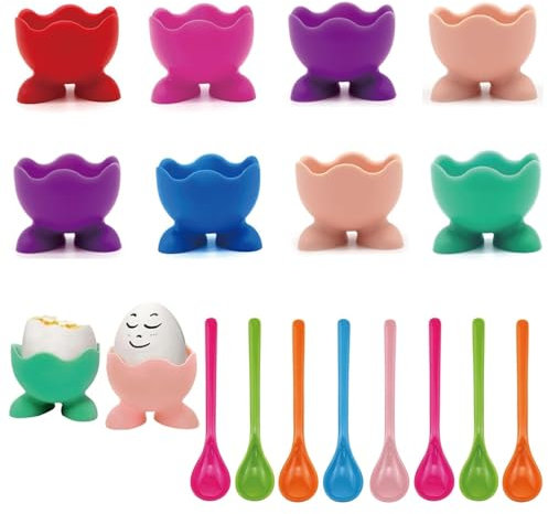 8Pcs Egg Cups Set, Egg Cups 8 Adorable Egg Topper for Boiled Eggs, Creative Breakfast Boiled Egg Holder Fun Kitchen Accessories for Kitchen Boiled Eggs Breakfast Stack (Randomly Colored)