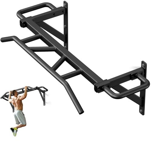 Jusgym Heavy Duty Pull Up Bar with 14 Grip Positions, Strength Training Pull-Up Bars for Home Gym, Wall Mounted, Joist Mounted Chin Up Bar with Reinforced Thick Metal Construction - Supports 600 lbs for Full-Body Workouts