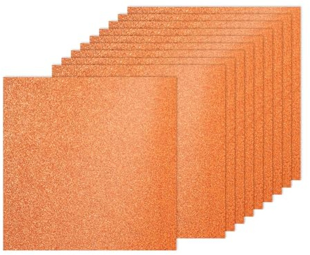 PATIKIL 40 ark orange glitterkartong, 30 x 30 cm glitterpapper kartong glänsande klippbok 250 gsm glitterpapper stort skimmer för pyssel scrapbook gör-det-själv konst bröllop fest