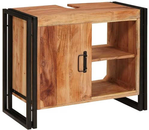 vidaXL Diskbänksskåp med hylla Brun 71 x 33 x 58 cm Massivt Akaciaträ