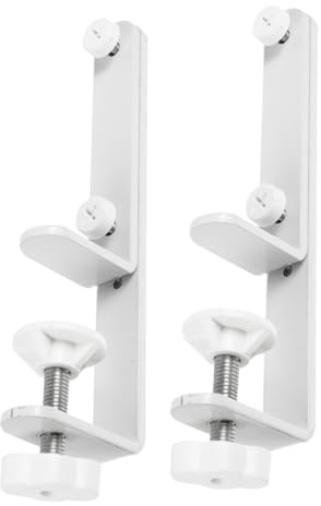 Operitacx Soporte Para Panel Perforado De Escritorio, Soporte De Montaje Ajustable, Hierro Resistente, Color Blanco, Accesorios Para Organizar Espacio De Trabajo, Kit De 2 Piezas