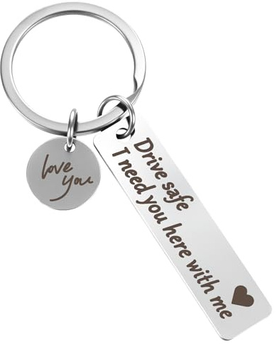 Ouligay Drive Safe Schlüsselanhänger Auto Schutzengel Fahr Vorsichtig Glücksbringer Geschenke Männer Führerschein Bestanden Geschenk Führerscheinprüfung für Frauen Ihn Freund Ehemann Vater Papa