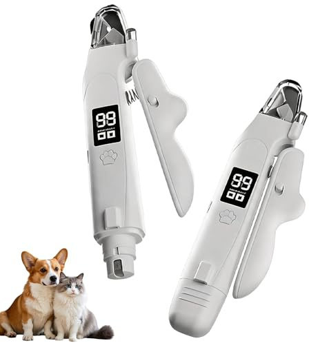 Claw Scissors for Dogs with Light, 2-in-1 Claw Grinder for Dogs, Cat Claw Scissors with Screen, Light Scissors Pro, Integrated Collection Container, Quiet, Claw Scissors for and Cats