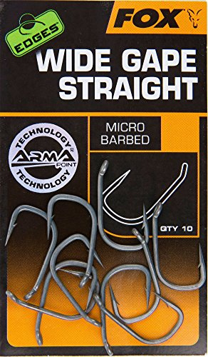 Fox Edges Armapoint Wide Gape Straight Hooks - 10 Karpfenhaken, Angelhaken zum Karpfenangeln, Haken für Karpfen, Boiliehaken, Größe:5