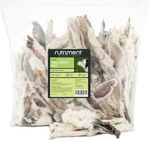 Natural Treats Air Dried Hairy Rabbit Ears (1kg) Low Fat Dental Chew Dog Treats