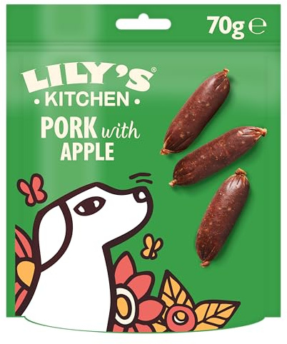 Lily’s Kitchen Made with Natural Ingredients Adult Dog Treats Packet Cracking Pork with Apple Sausages Grain-Free Recipes 8 x 70g