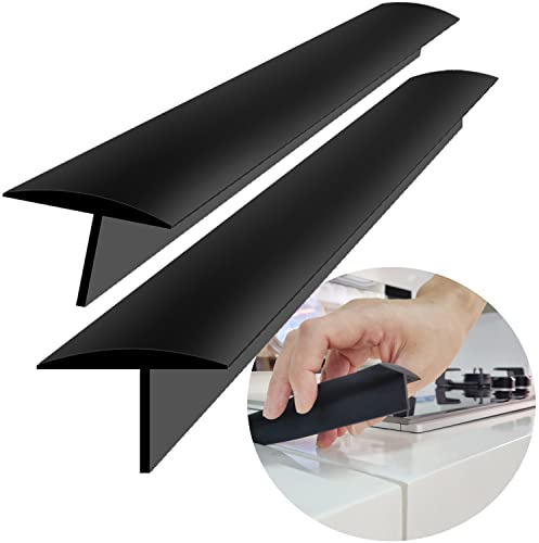 Stove Counter Gap Cover - 30 Inch Silicone Stove Gap Filler 2 Pack Black