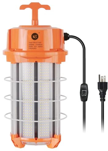250W LED Temporary Work Light 37,500 Lumens Construction Lights 5000K Portable Linkable IP65 High Lumen Super Bright Durable Job Site Lighting with ON/Off Button for Indoor and Outdoor Area Lighting
