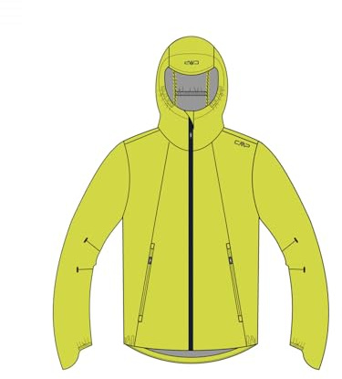 CMP - Herren 2-Lagen Jacke mit fester Kapuze, Limette, 50