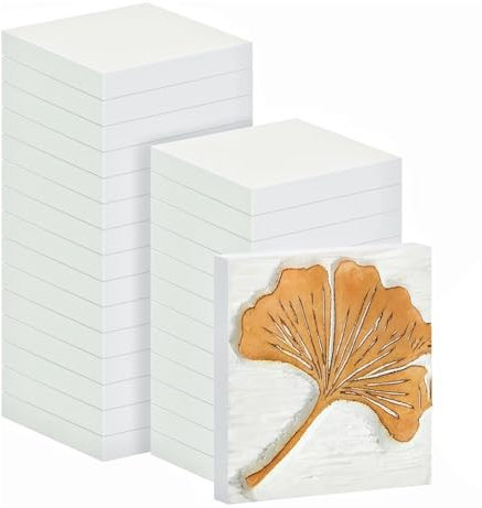 Greethga 24 blocchi di linoleum in gomma da 5 x 5 cm, per stampe, timbri, fai da te, colore: bianco