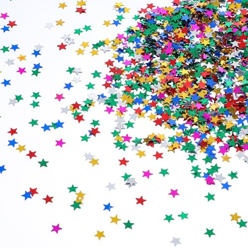 Rainbow Star Confetti, 30g 6mm Christmas Confetti Glitter Star Table Confetti Metallic Foil Glitter Star Sequins for Birthday Wedding Party Halloween Christmas DIY Decoration/ 1 Ounce (Multicolor)