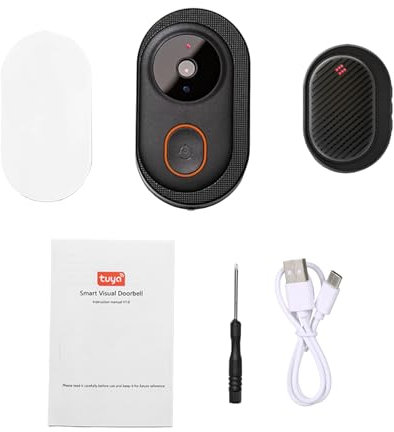 Swokely Timbre inteligente con anillo para puerta, cámara infrarroja, visión nocturna, WiFi, cámara de video inalámbrica, recargable, intercomunicador, timbre de puerta de audio bidireccional, rango