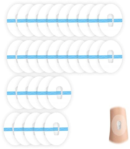 30 Pack Waterproof Dexcom G6 Adhesive Patch, Transparent Overpatch Overlay Patch, Latex-Free Hypoallergenic Pre-Cut Tape, Strong Adhesion Skin Friendly Waterproof Stickers for Dexcom G6 Patches