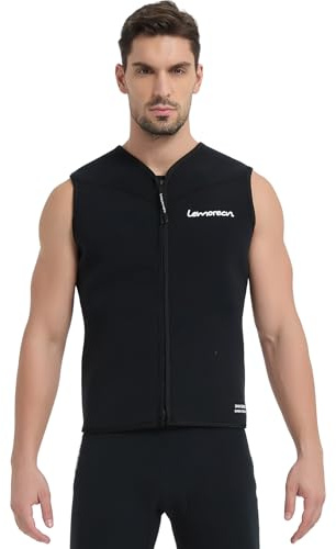 Lemorecn Traje de neopreno sin mangas de 3 mm para hombre y mujer, chaqueta de neopreno con cremallera frontal, chaleco de buceo para deportes acuáticos