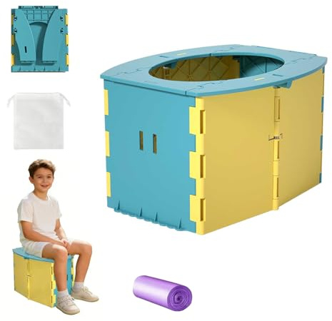 Orinal plegable para niños, Inodoro Portátil para Niños, Orinal de Viaje para Niños, Orinal plegable para bebe con Bolsas de Almacenamiento y Limpieza, para Bebé Entrenamiento Adecuado